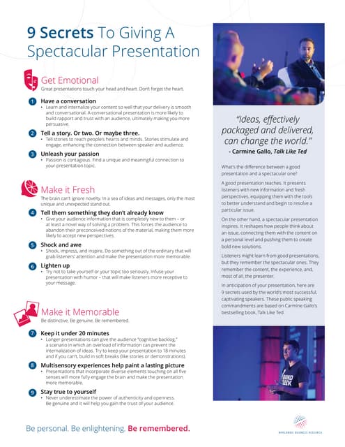 9 secrets to giving a spectacular presentation copy