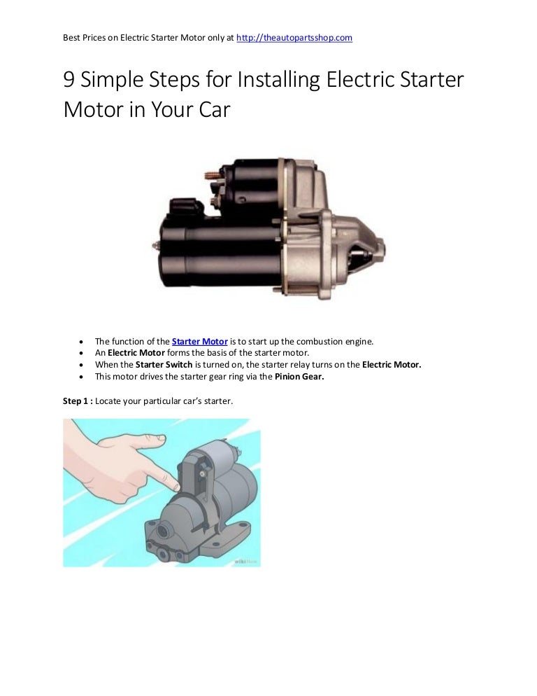 9 simple steps for installing electric starter motor in your car