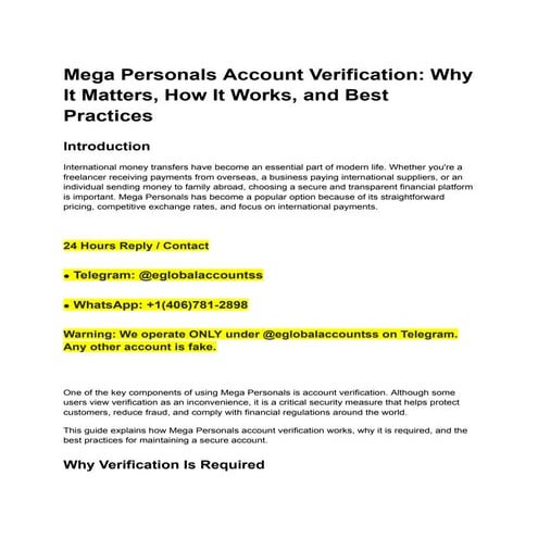 9 Sites to Buy Verified Mega Personals Accounts in 2026 | PDF