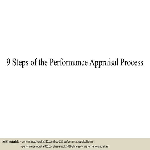 9 steps of the performance appraisal process | PPT