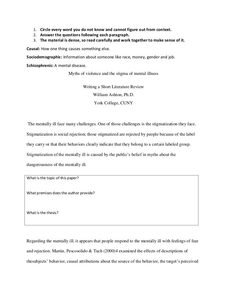 Literature Review Worksheet
