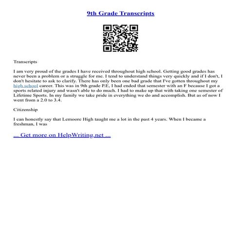 9Th Grade Transcripts | PDF