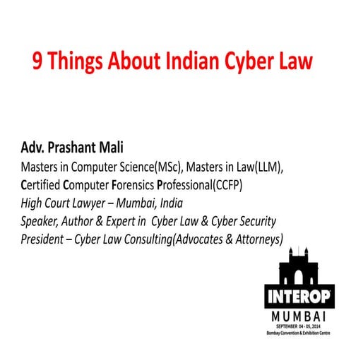 9 things about indian cyber law   prashant mali