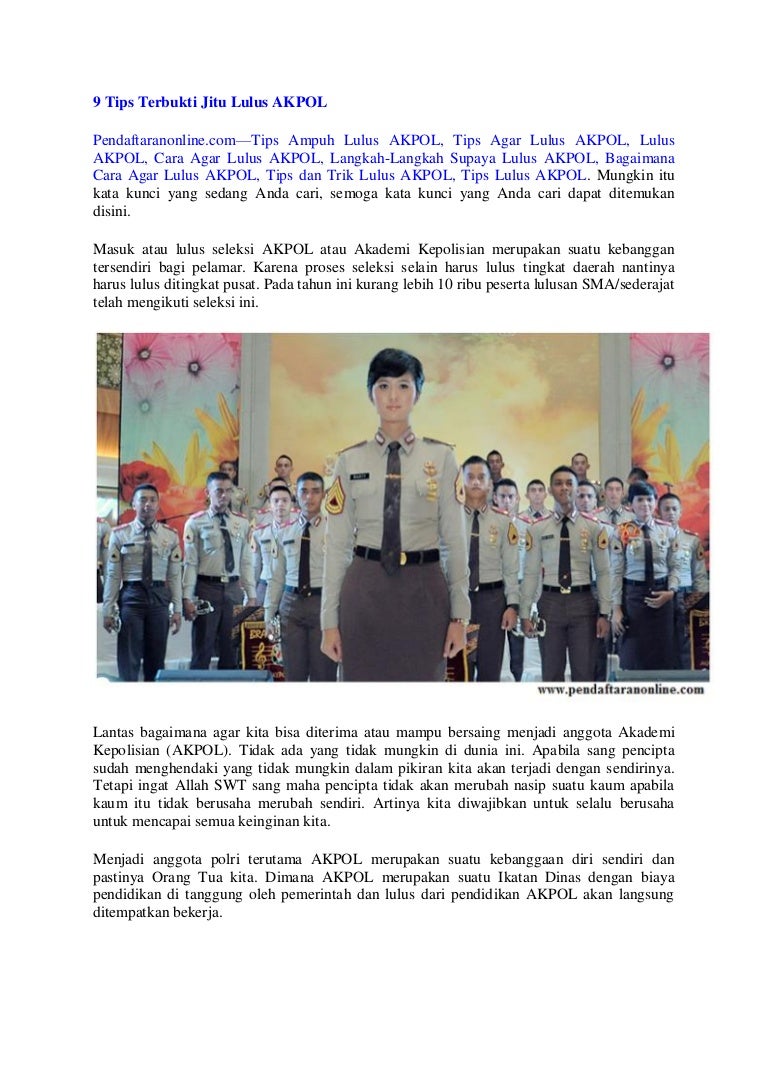 9 Tips Terbukti Jitu Lulus Akpol