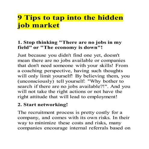 9 tips to tap into the hidden job market