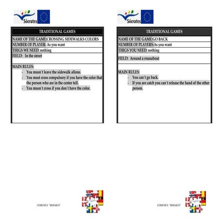 TRADITIONAL GAMES WORKSHEET