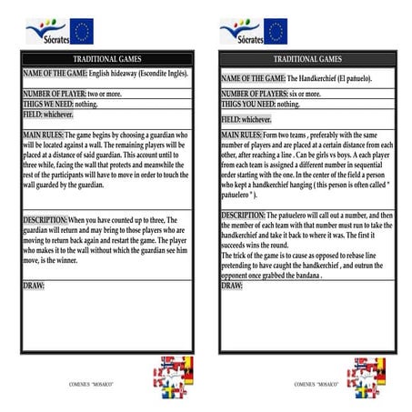 9 traditional games worksheet