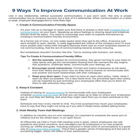9 ways to improve communication at work