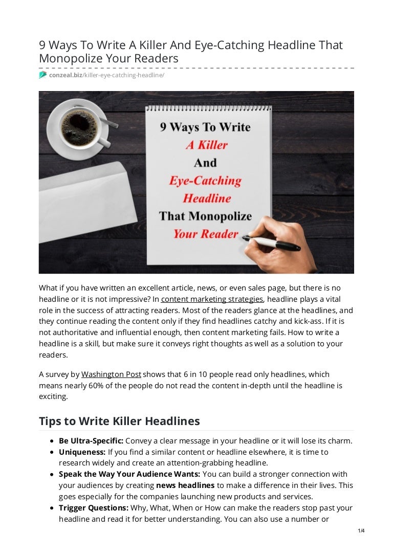 9 ways to write a killer and eye catching headline that monopolize yo…