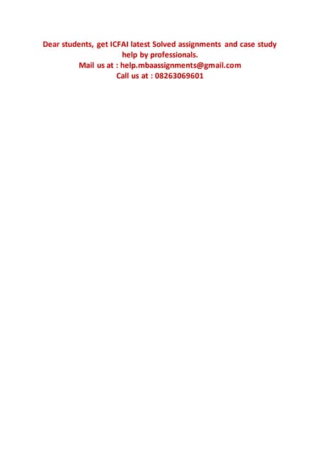 ICFAI IT and Systems  - Solved assignments and case study help