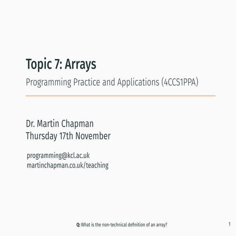 Programming in Java: Arrays | PPT