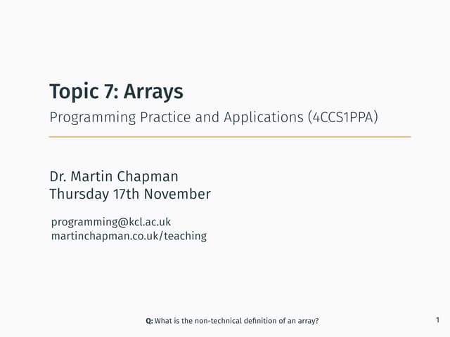 Programming in Java: Arrays