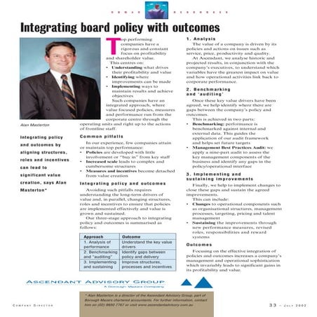 Integrating Board Policy with Outcomes