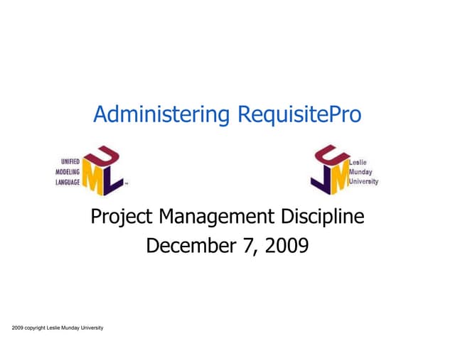 Administrating Req Pro