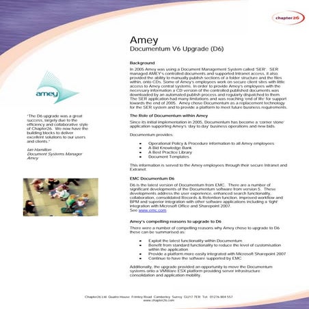 Amey Documentum V6 Upgrade Case Study