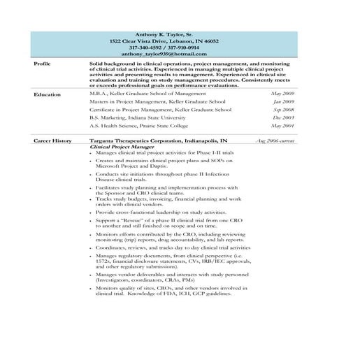 Anthony K Taylor CV