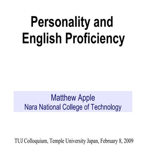 Personality and English Proficiency