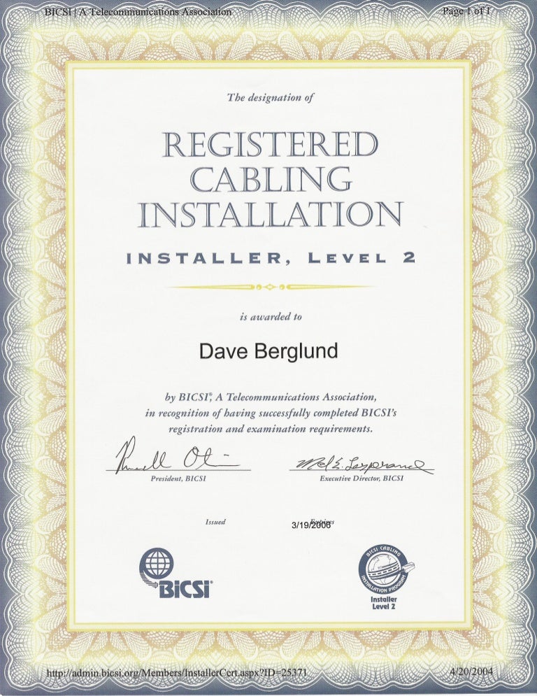 Bicsi Certification Bicsi Certification