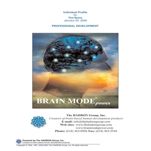 Brain Mode Power For Professional Development For Tim Nurre