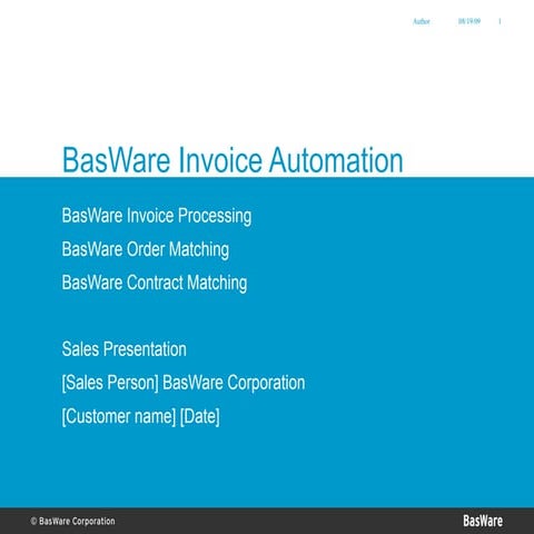 Basware Invoice Automation Presentation 2007
