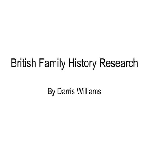 British Family History Research 2009