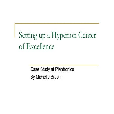 Building A Hyperion Center Of Excellence   A Case Study