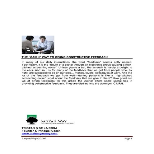 The CAIRN Way To Giving Constructive Feedback 