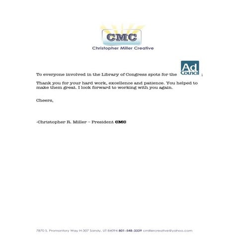 Cmc Letter
