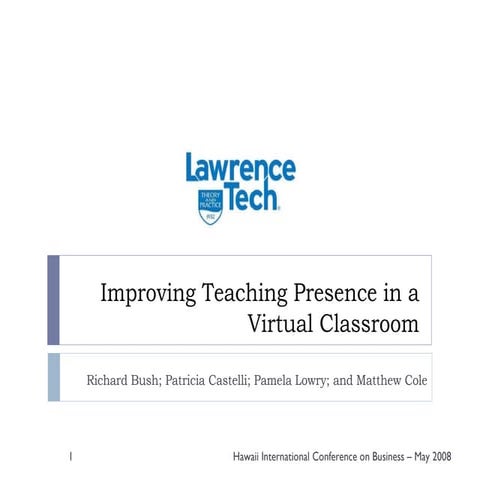 COI Presentation: Teaching Presence