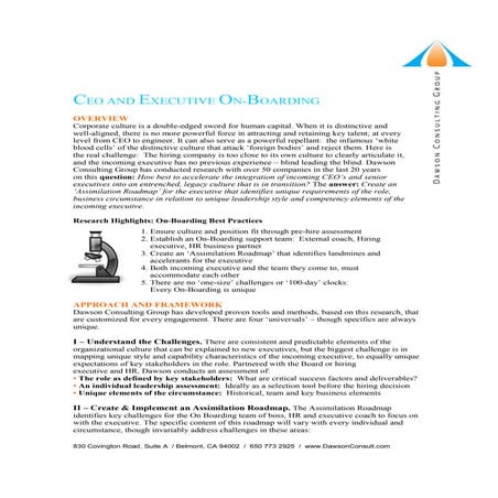 Dawson On-Boarding Best Practices