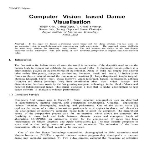 Computer   Vision   based Dance  Visualisation