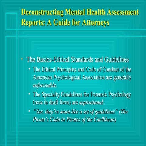 Deconstructing Mental Health Assessment Reports
