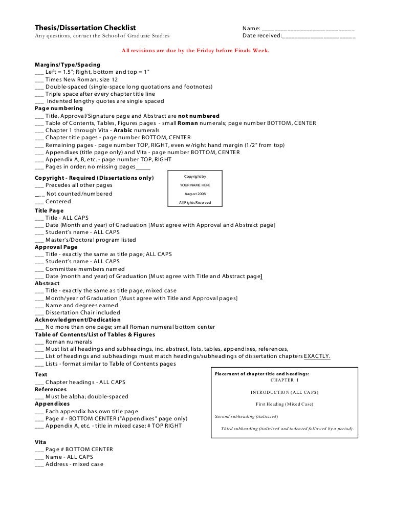 walden university dissertation checklist