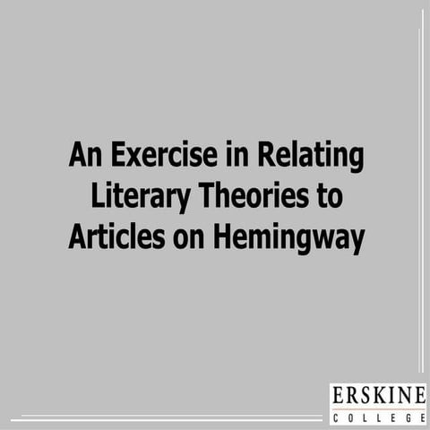 Hemingway and Literary Theories