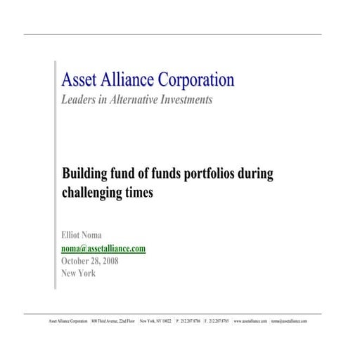 Building Fund Of Funds Portfolios During Challenging Times