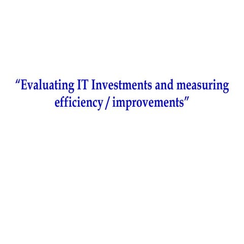 Evaluating It Investments