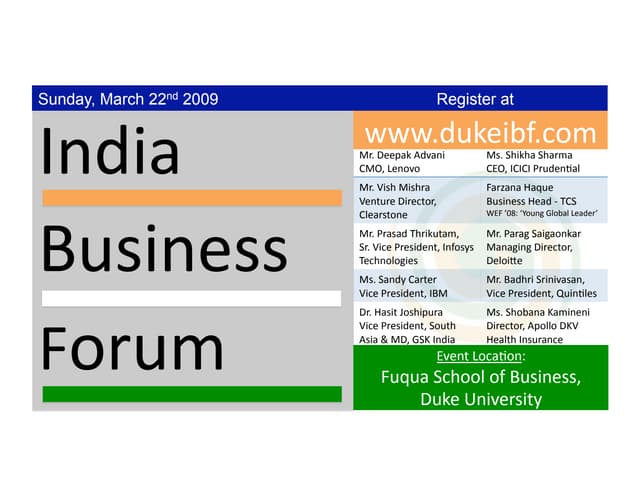 2009 Duke India Business Forum