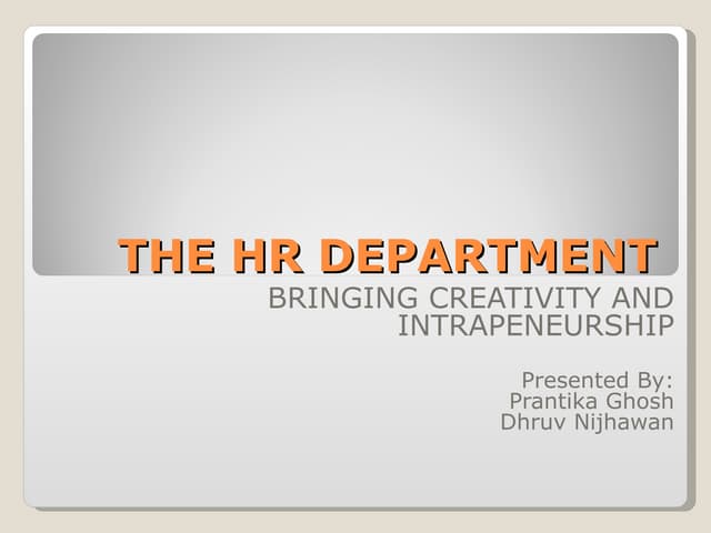 HR department and Creativity