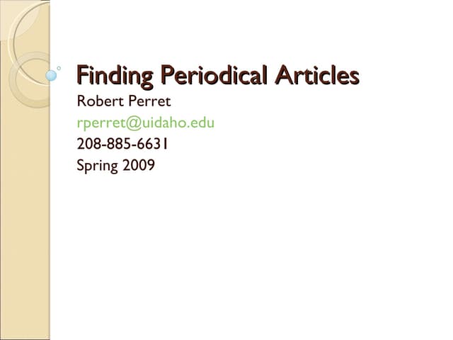 Finding Periodical Articles 2009