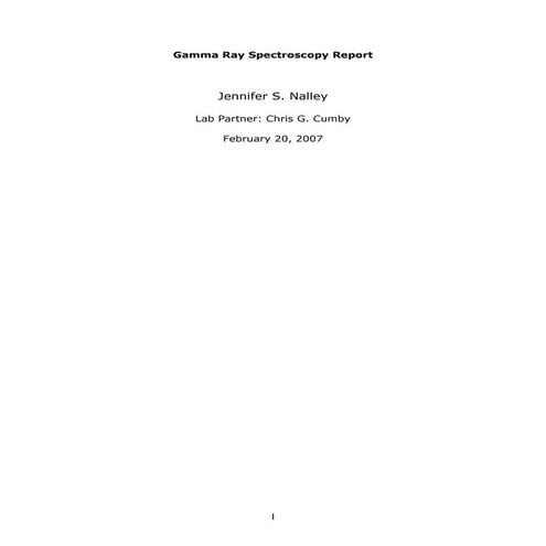 Gamma Ray Spectroscopy Report