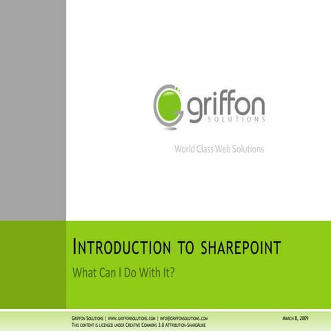 Griffon Solutions   Introduction To Share Point   What Can I Do With It