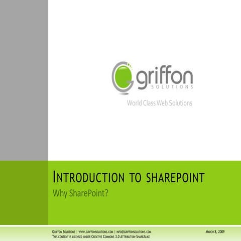 Griffon Solutions   Introduction To Share Point   Why Share Point