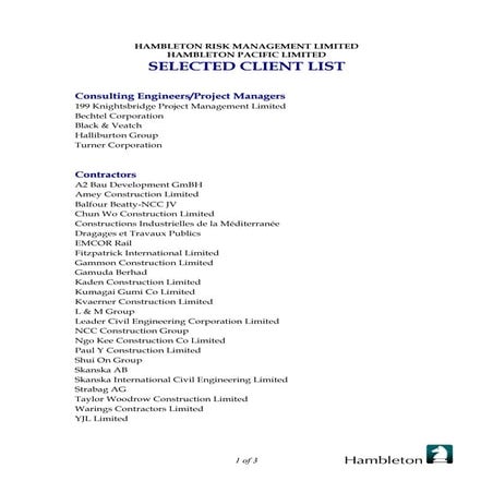 Hambleton Client Listing