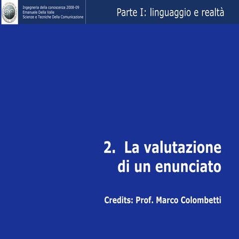 IC2009 Valutazione di un Enunciato