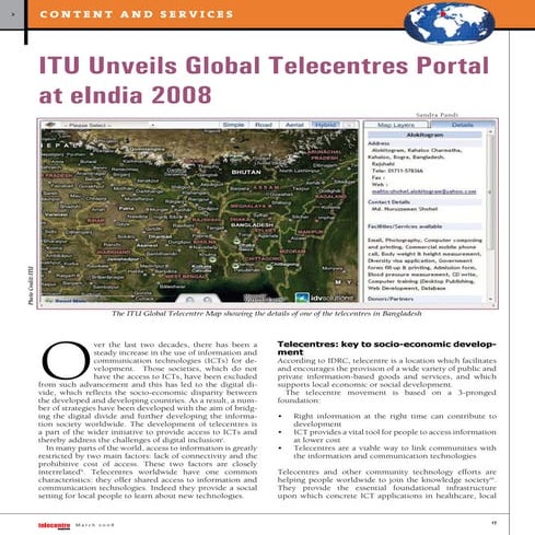 ITU Unveils Global Telecentres Portal At E India 2008