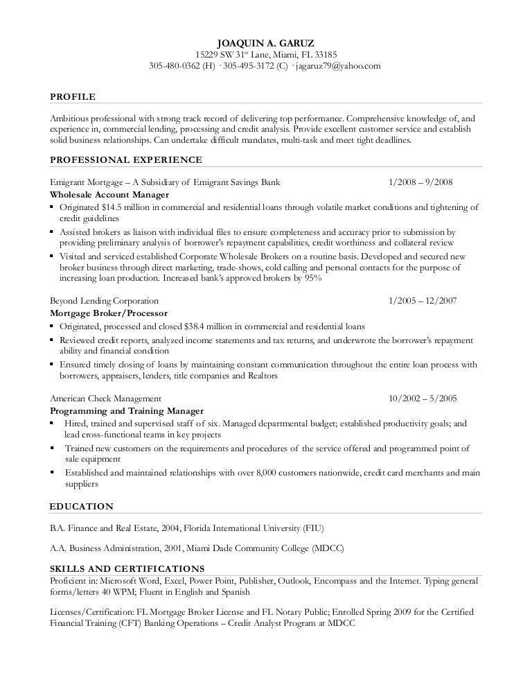 sample financial associate resume