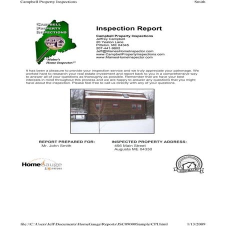 Sample Inspection Report