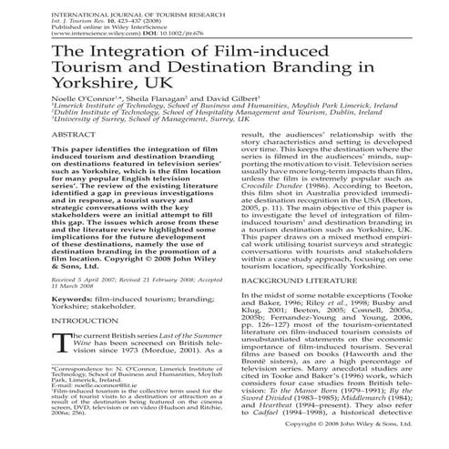 The integration of film induced tourism and destination branding in Yorkshire...