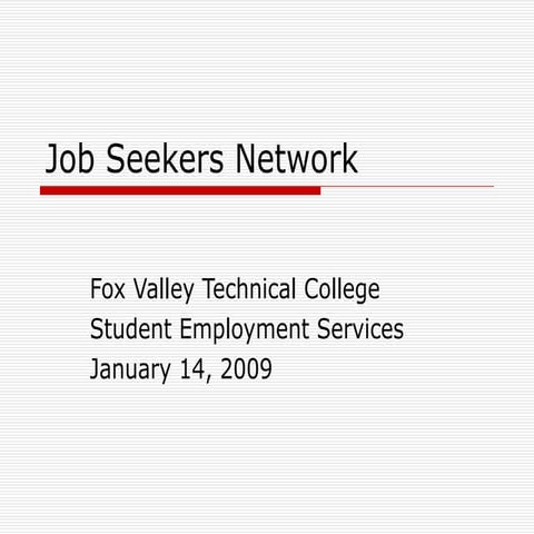 Job Seekers Network 1 14 09
