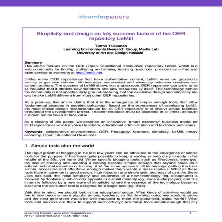 Simplicity and design as key success factors of the OER repository LeMill